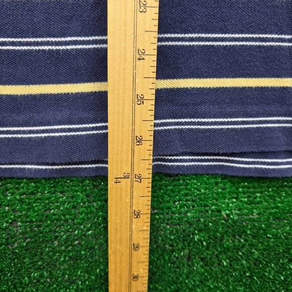 Notre Dame Fighting Irish Polo Shirt Mens Large Blue Striped Vintage College - Picture 5 of 8